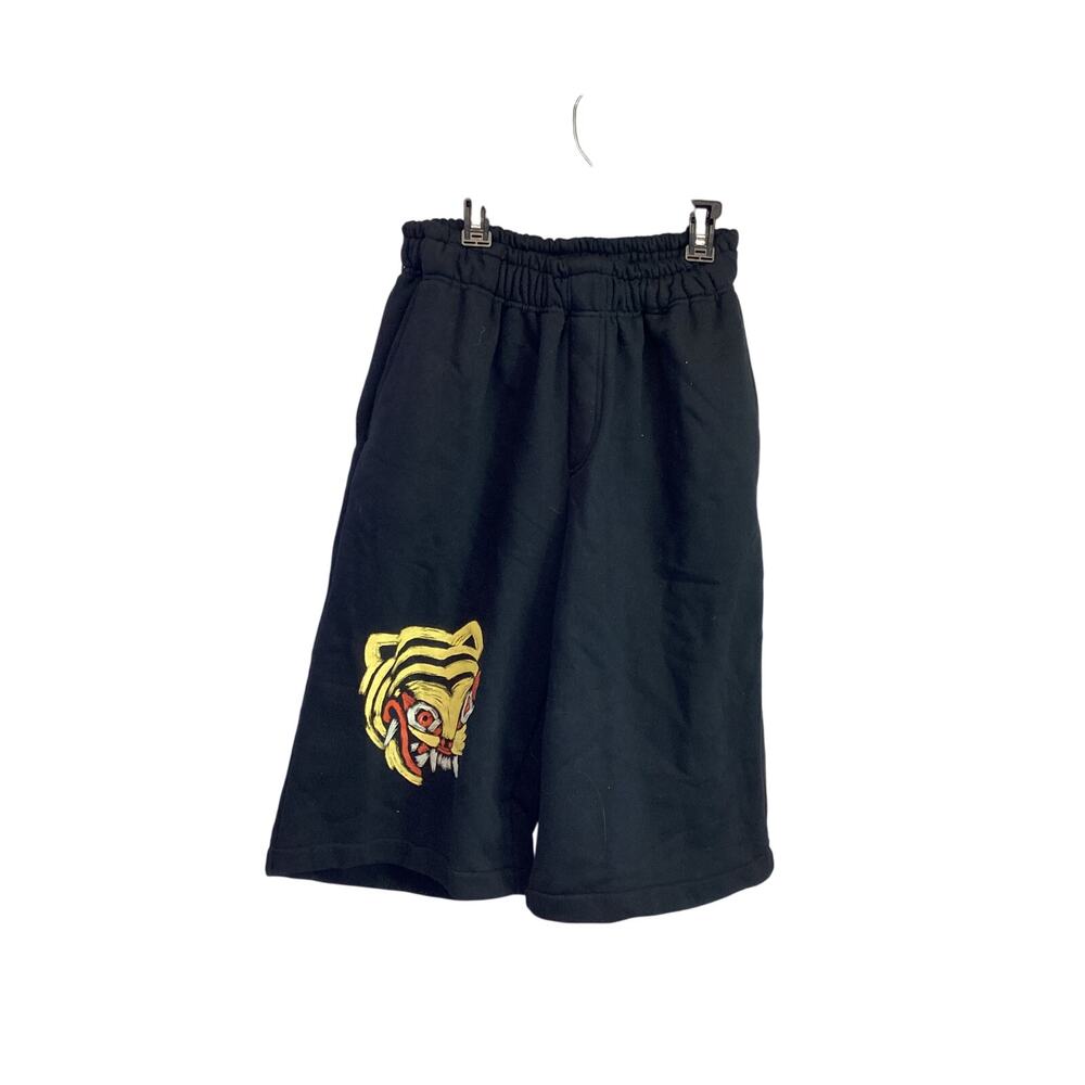 TEE LIBRARY SCREAMING TIGER TATTOO GRAPHIC SWEAT SHORTS BLACK MENS SIZE M